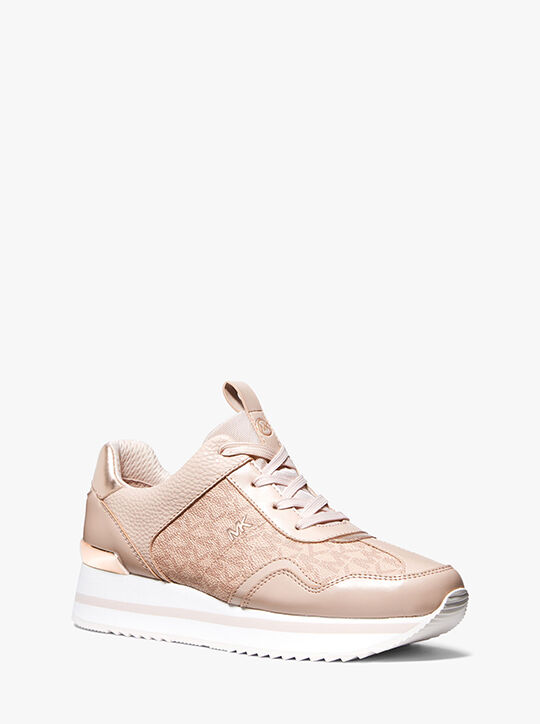 michael kors raina signature logo platform trainer