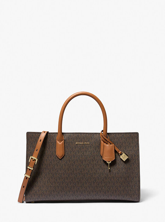 Scarlett Medium Signature Logo Satchel, BRN/ACORN | Michael Kors KSA