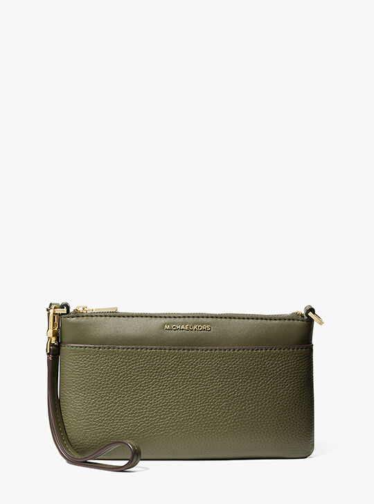 Jet Set Medium Pebbled Leather Wristlet, IVY | Michael Kors KSA