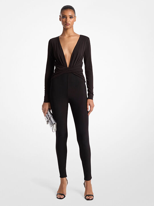 michael kors stretch matte jersey gathered jumpsuit