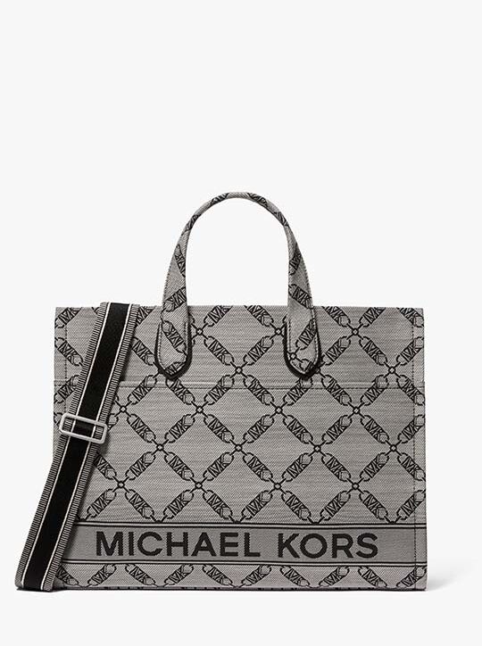 michael kors gigi large empire logo jacquard tote bag