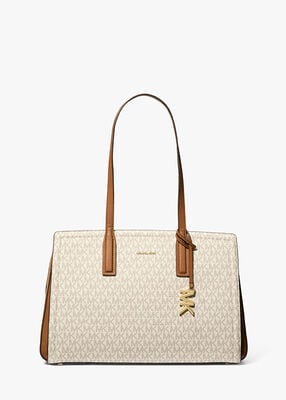 michael kors laila medium signature logo tote bag