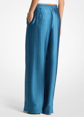 michael kors mk2000 logo jacquard satin track pants
