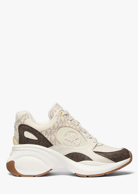 michael kors zuma two tone signature logo and nylon trainer
