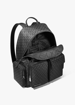 michael kors brooklyn medium printed signature logo cargo backpack