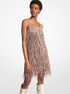 michael kors bonded suede fringed dress