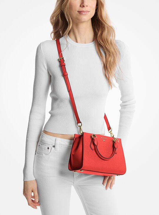 Marilyn Small Saffiano Leather Crossbody Bag, BURNT SIENNA