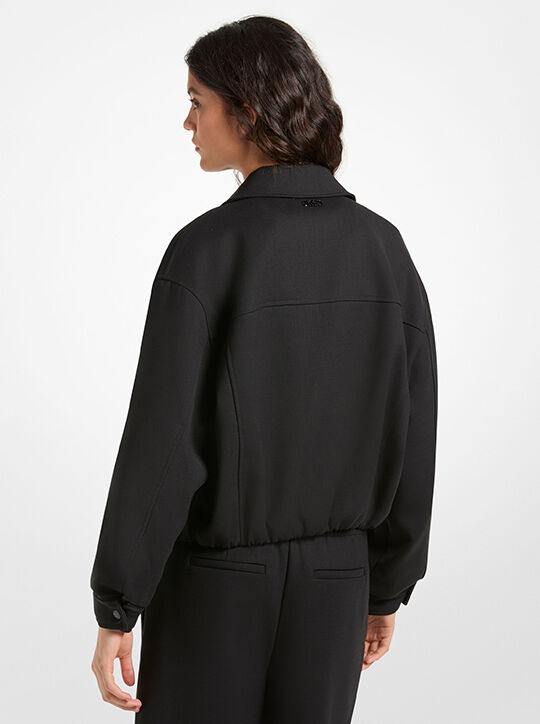 Stretch Wool Blend Twill Bomber Jacket michael kors stretch wool blend twill bomber jacket