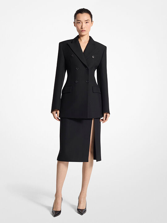 michael kors wool blend gabardine double breasted carved blazer