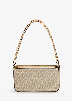 michael kors bryant small metallic signature logo convertible pochette