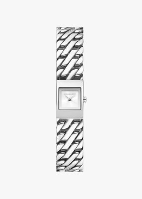 michael kors mini darrington silver tone chain link watch