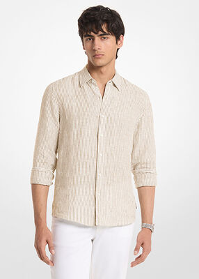 michael kors striped linen shirt