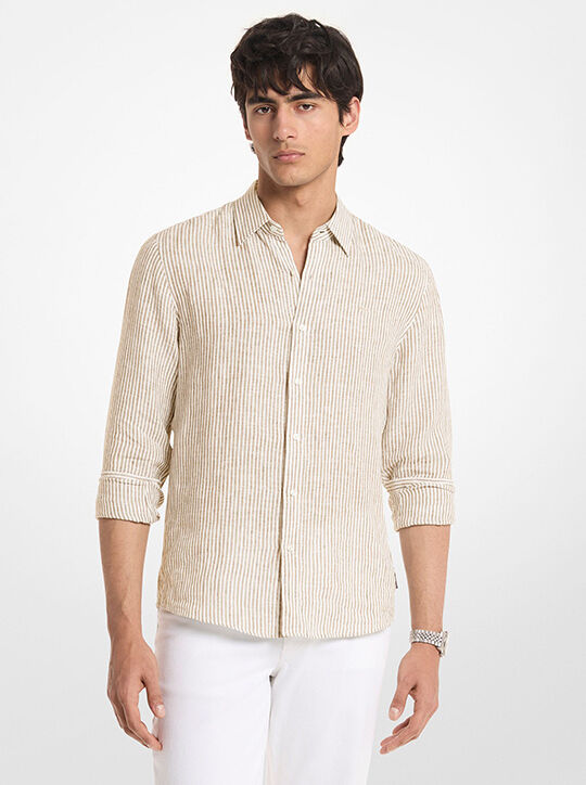 Striped Linen Shirt michael kors striped linen shirt