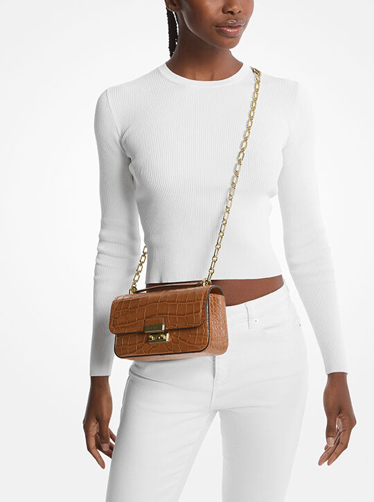 Tribeca Small Crocodile Embossed Leather Crossbody Bag michael kors tribeca small crocodile embossed leather crossbody bag