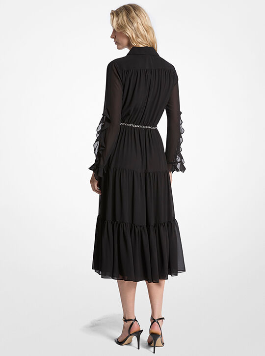 michael kors ruffled georgette midi dress
