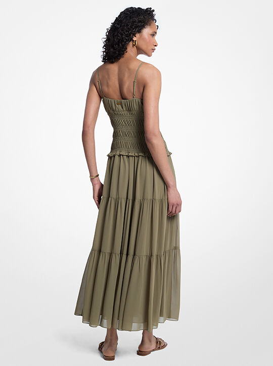 Smocked Georgette Maxi Dress michael kors smocked georgette maxi dress