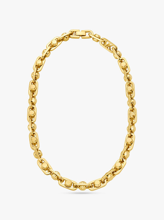 Astor Large Precious Metal-Plated Brass Link Necklace michael kors astor large precious metal plated brass link necklace