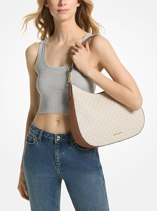 michael kors kensington large signature logo hobo shoulder bag