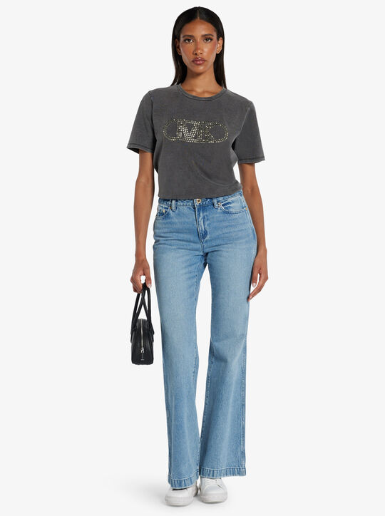 michael kors studded empire monogram garment dyed cotton t shirt