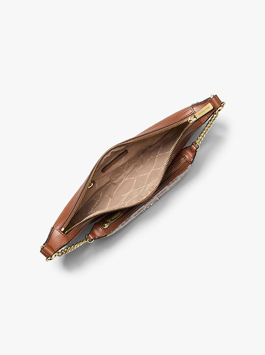 michael kors hollis medium 2 in 1 pebbled leather and logo jacquard shoulder bag