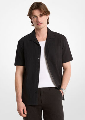 michael kors cotton waffle camp shirt