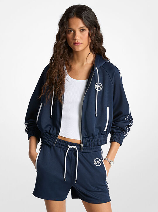 michael kors piqu  contrast zip up track jacket