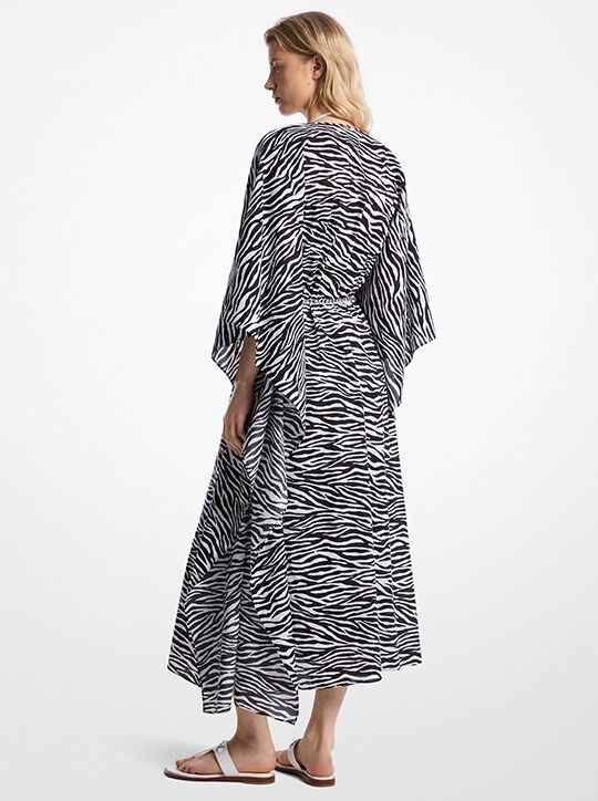 michael kors zebra print cotton belted caftan