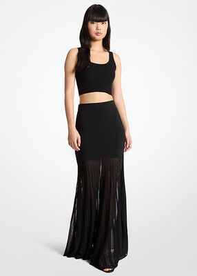michael kors stretch knit semi sheer maxi skirt