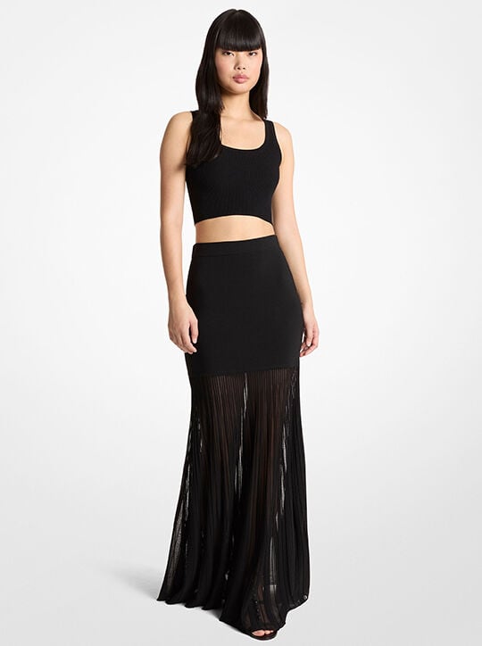 Stretch Knit Semi-Sheer Maxi Skirt michael kors stretch knit semi sheer maxi skirt