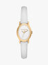 michael kors maude three hand white leather watch