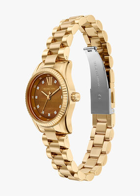 michael kors lexington three hand gold tone stainless steel watch