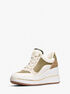 michael kors emmy mixed media wedge trainer