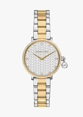 michael kors pyper two hand two tone stainless steel watch