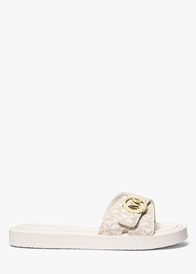 michael kors signature logo slide sandal
