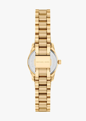 michael kors lexington three hand gold tone stainless steel watch