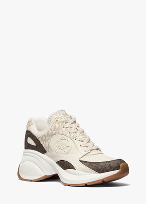michael kors zuma two tone signature logo and nylon trainer