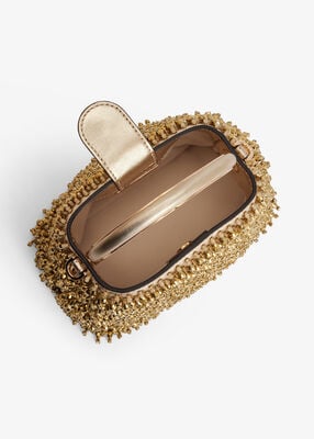 michael kors حقيبة دلو روزي معدنية مزينة بزخارف، إصدار محدود، صغيرة جدًا