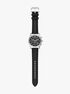 michael kors lexington chronograph black leather watch