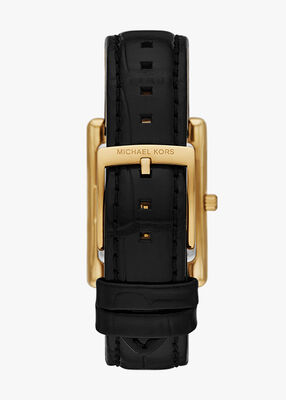 michael kors essex gold tone and crocodile embossed leather watch