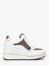 michael kors emmy signature logo and leather wedge trainer