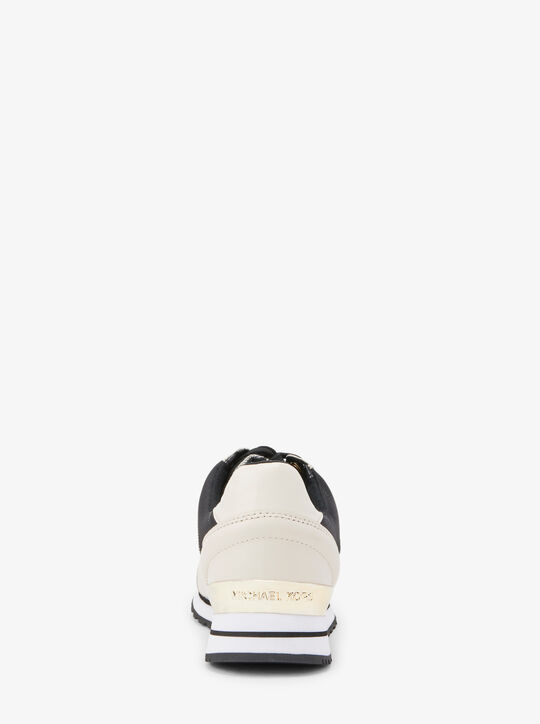 michael kors حذاء بيلي الرياضي المصنوع من الجلد والجاكار بشعار الماركة