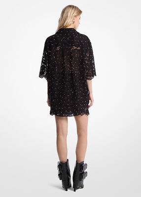 michael kors studded corded floral lace shirt