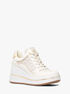 michael kors emmy signature logo and leather wedge trainer