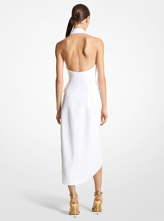 michael kors double crepe sabl  halter tuxedo dress