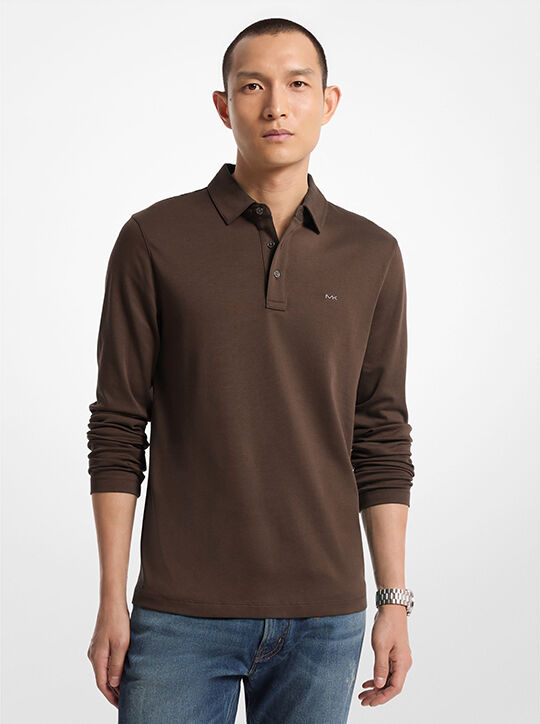 michael kors cotton long sleeve polo shirt