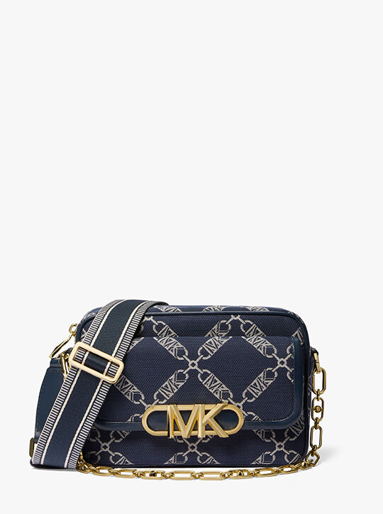 michael kors parker medium empire logo jacquard crossbody bag