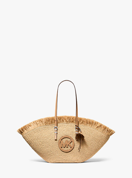 michael kors isa large hand crocheted fan tote bag