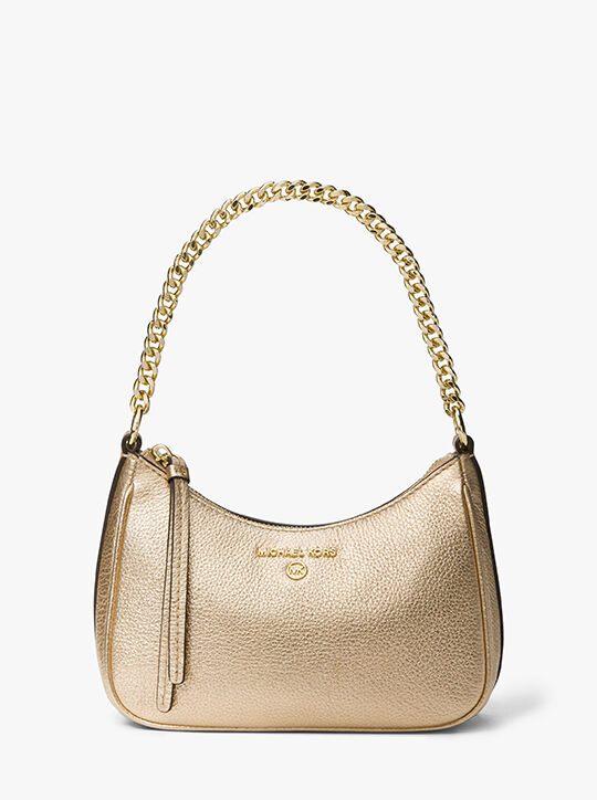 michael kors jet set charm small metallic pebbled leather pochette