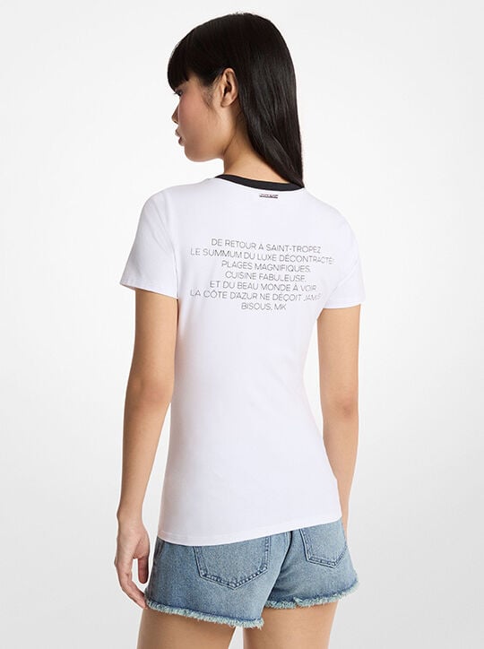 michael kors st  tropez stretch cotton t shirt