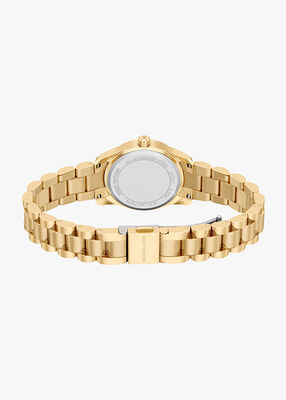 michael kors lexington three hand gold tone stainless steel watch